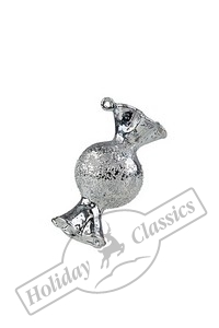 Игрушка новогодняя подвесная Конфета серебряная винтаж 4х8.5см, стекло