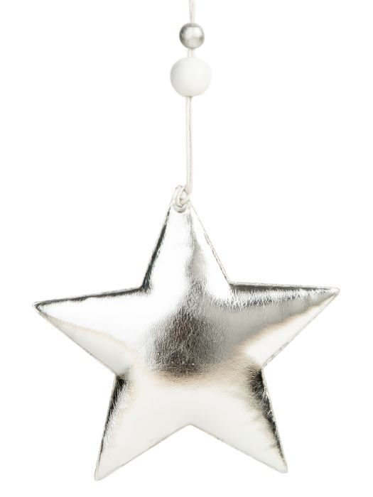 Украшение новогоднее подвесное Звезда блестящая серебристая 10.5x1.5x10.5см, полиуретан