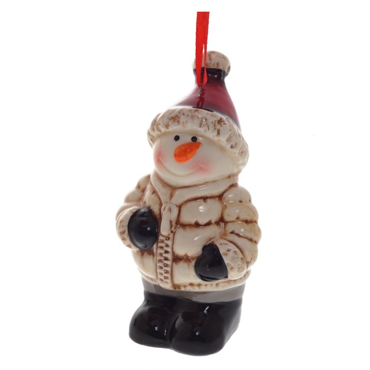 Снеговик игрушка елочная , 6х5х10см, 3 вида, керамика
