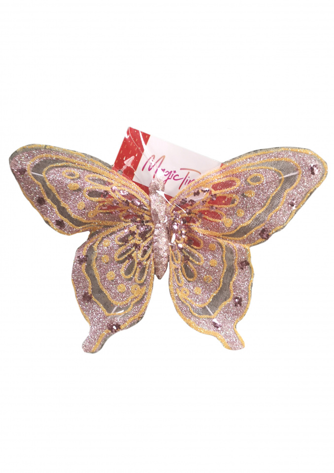 Бабочка на клипсе в розовом 18.5x14x1см, полиэстер