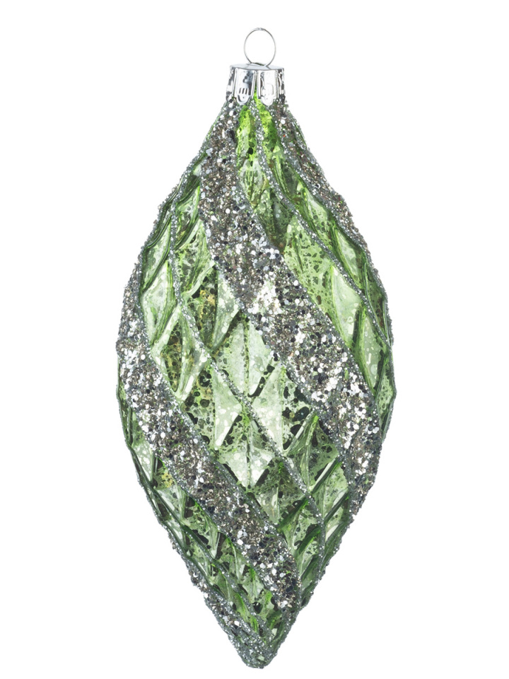 Конус серебрено-зеленый 7х7х14см, стекло