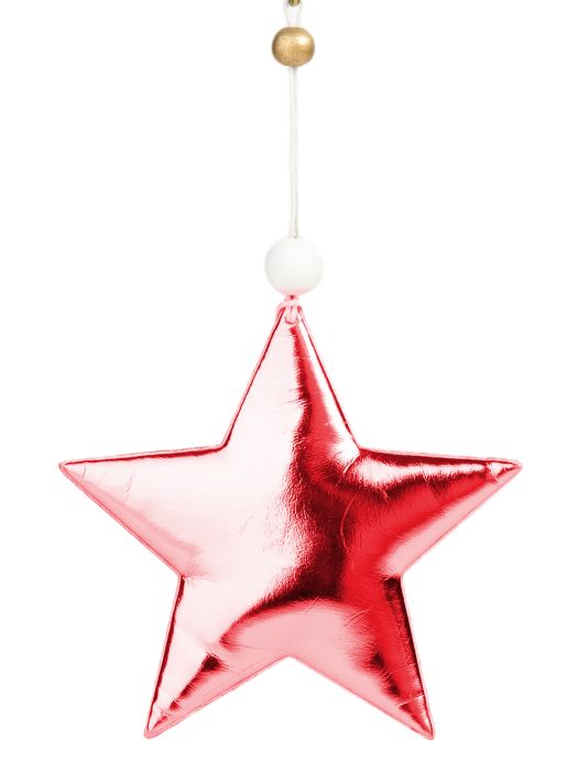 Украшение новогоднее подвесное Звезда блестящая красная 10.5x1.5x10.5см, полиуретан