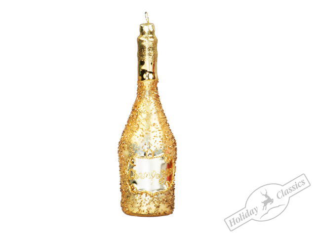 Игрушка новогодняя подвесная Бутылочка шампань "Старинный погребок" 4.7х15.2см, стекло