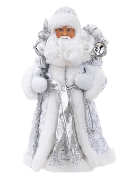 Дед Мороз в серебристой шубке 15.5x8.5x31.5см, пластик
