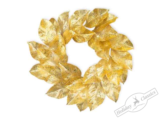 Венок декоративный "Золотые листья магнолии" D=61см, полимер